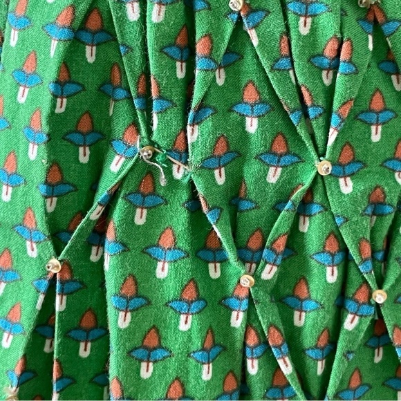 Vintage Bohemian Printed Floral Fit and Flare Strapless Cotton Dress Sequins - Picture 15 of 16